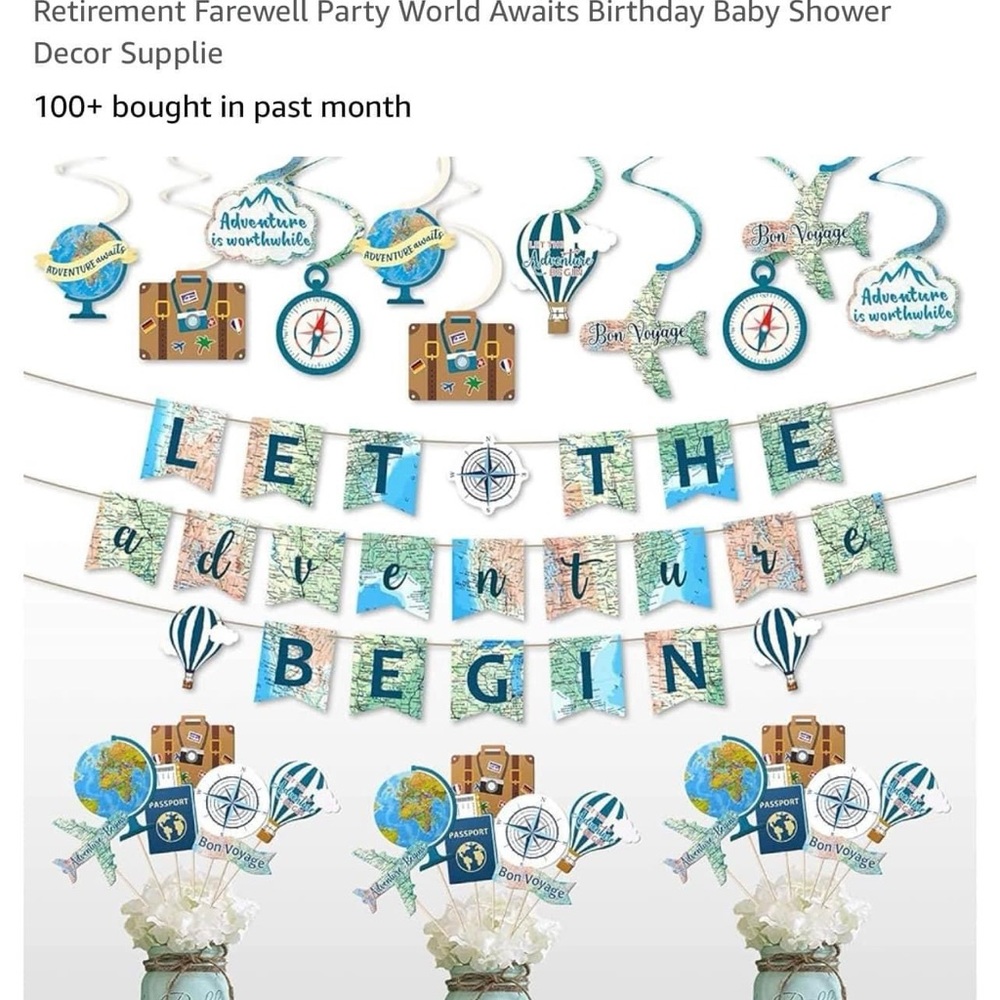 52 piece Going Away,  bon voyage  (good bye,  safe travels) decoration set.